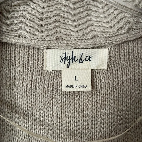 Style & Co. Taupe Patterned Long Cardigan - Picture 2 of 7